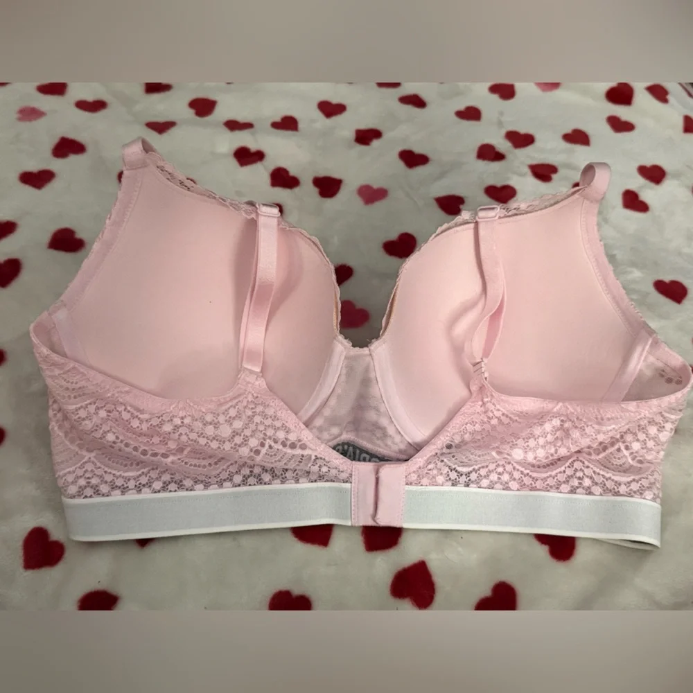 Victoria's Secret Light Pink & Lace Overlay Perfect Shape Bra Size 38C NWOT